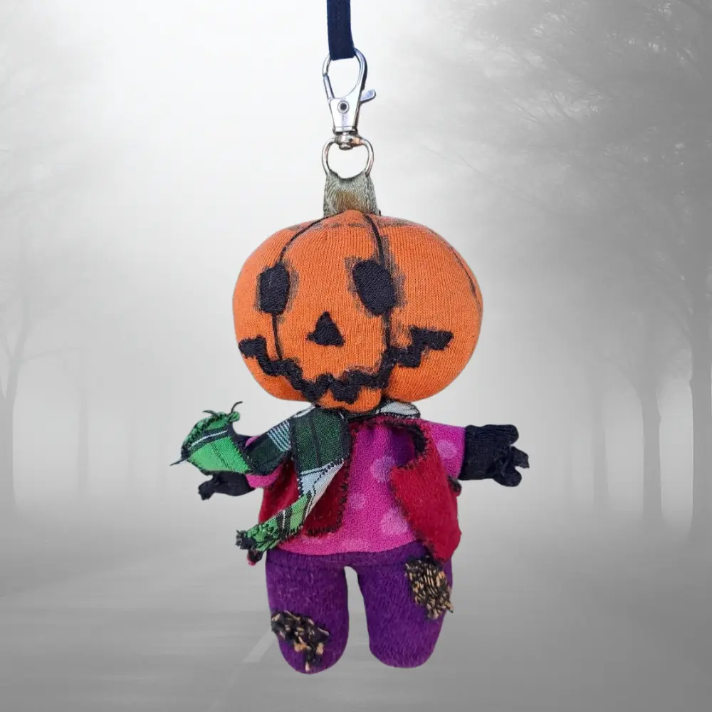 Llavero upcycling Halloween Jack Pumpkinhead Oz – colección lablueblue día 4/31 – hecho a mano retales