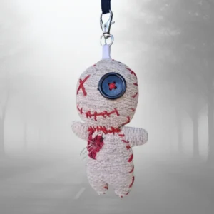 Llavero upcycling Halloween Voodoo Doll – colección lablueblue día 6/31 – hecho a mano con retales