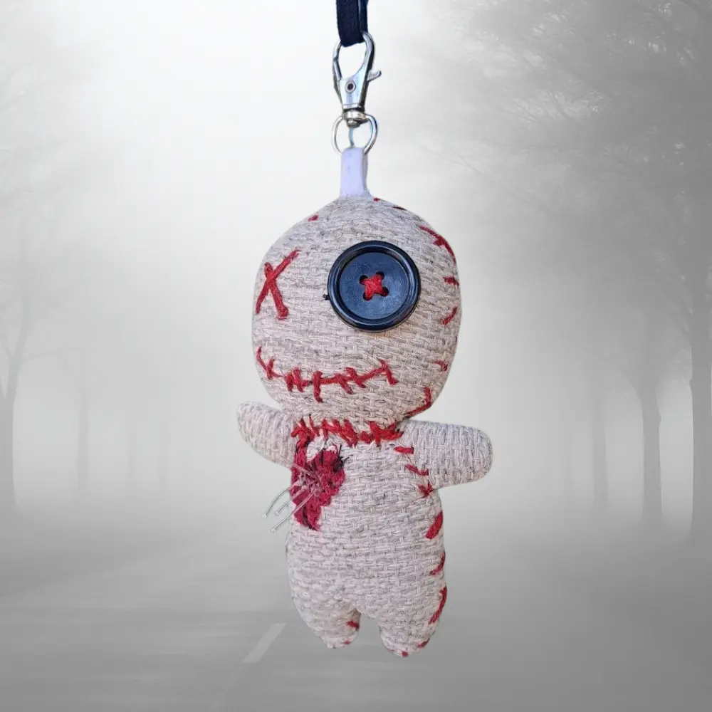 Llavero upcycling Halloween Voodoo Doll – colección lablueblue día 6/31 – hecho a mano con retales